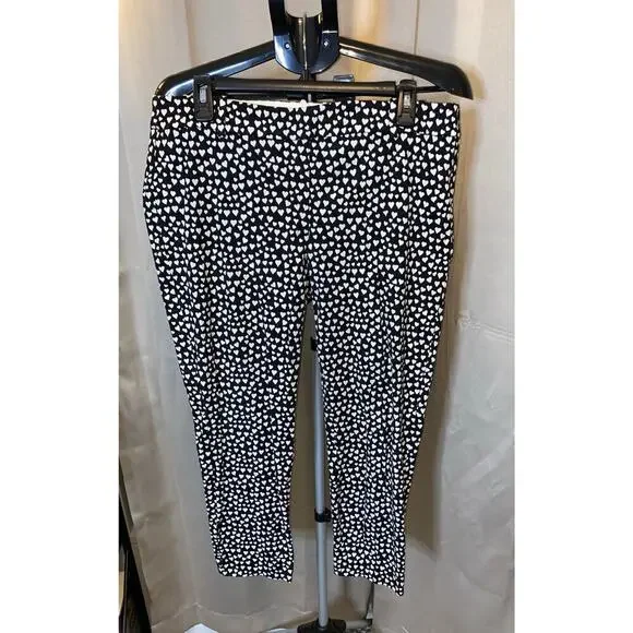 J.Crew Mercantile Heart Print Ankle Pants Size 12 Side Zip Cropped - Picture 2 of 8